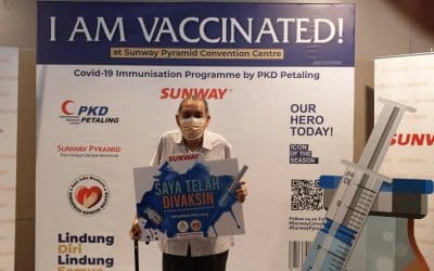 YAD Tan Sri Presiden PPKM telah menerima Suntikan Vaksin Covid19 (Dos Pertama) Pada 16 April 2021 di Sunway Piramid Convention Center.